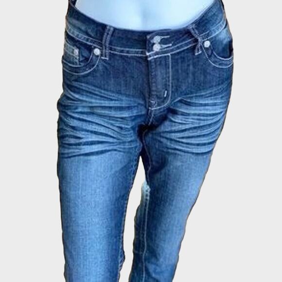 Suko Mid Rise Boot Cut Studded Jeans With Fading Size 8 - Picture 2 of 8